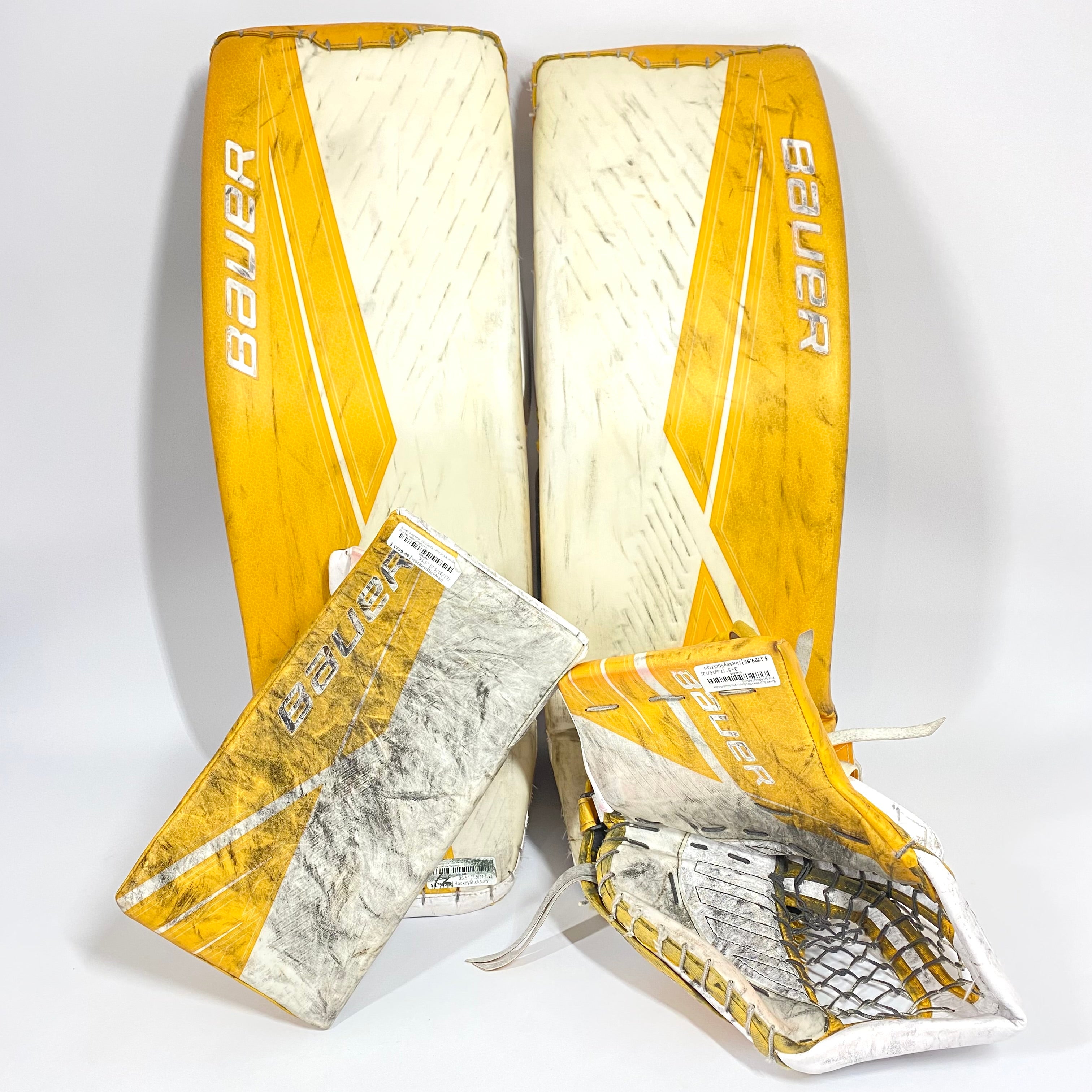 Bauer Supreme UltraSonic - Ensemble complet de gardien de but Pro Stock d'occasion (blanc/jaune)
